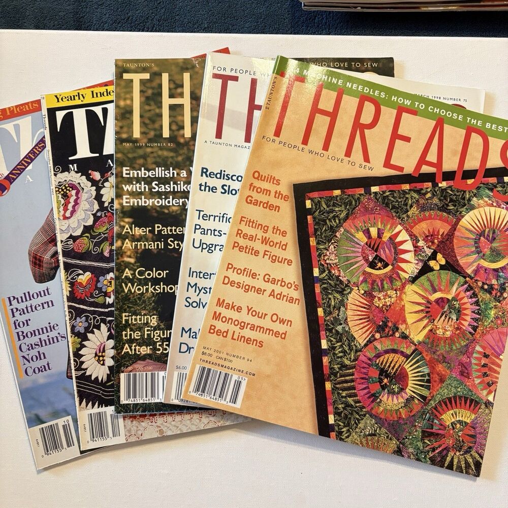 Threads Magazine 2001/99/98/91/90 Sewing Machine Patterns Embroidery Quilting